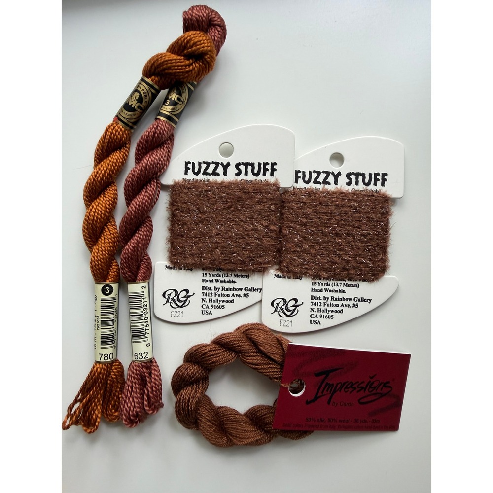 Rainbow Gallery Caron DMC Embroidery Floss Thread Lot Brown Earth Tones 5pc